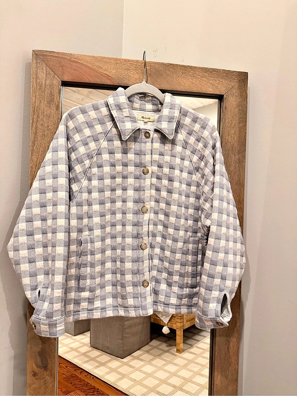 Madewell Checkered Jacket in Blue & White XS